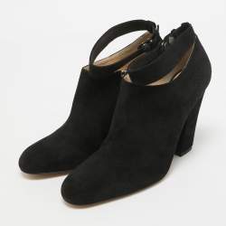 Pre Owned حذاء بوت كلوي سويدي أسود برباط مقاس 39.5