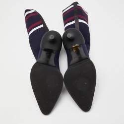 مملوكة مسبقًا Chloe Blue Knit Fabric Tracey Mid Calf Boots Size 40