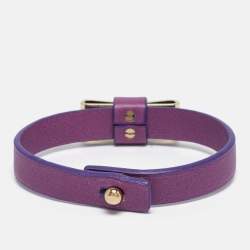 Chloe Bow Leather Gold Tone Bracelet