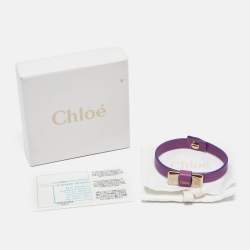 Chloe Bow Leather Gold Tone Bracelet