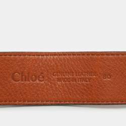 Pre Owned Chloe Tan Leather Buckle Belt 80CM