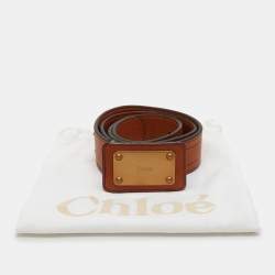Pre Owned Chloe Tan Leather Buckle Belt 80CM