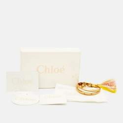 Pre Owned Chloe Gold  Tone Pink/Yellow Fringe Bracelet S/M