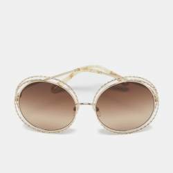 Chloe Brown/Gold Gradient CE114St Carlina Frame Round Sunglasses