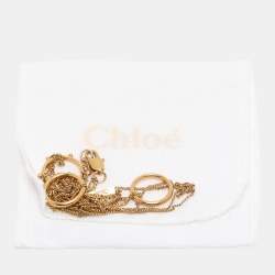 Pre Owned Chloé Gold Tone Metal Double Strand Ring Necklace