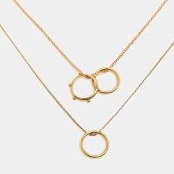Pre Owned Chloé Gold Tone Metal Double Strand Ring Necklace