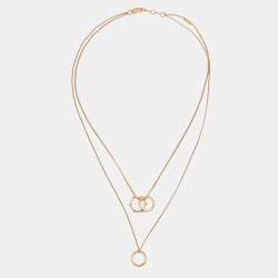 Pre Owned Chloé Gold Tone Metal Double Strand Ring Necklace