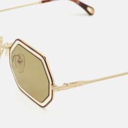 Pre Owned Chloe Brown/Gold CE146S Tally Geometric Sunglasses