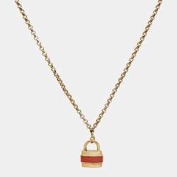 Chloé Bag Enamel Gold Tone Necklace
