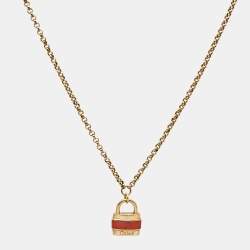 Chloé Bag Enamel Gold Tone Necklace