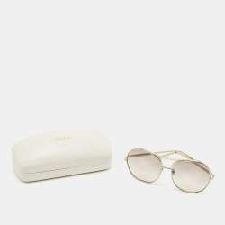 Chloe Gold Tone/Beige Gradient CE128S Nola Oversized Sunglasses