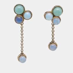 Chloé Moonstone Amazonite Gold Tone Drop Earring
