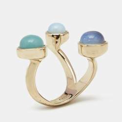Chloé  Zodiac Moonstone Amazonite Gold Tone Ring Size 55