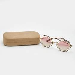 Pre Owned Chloe Pink Gradient CE147S Scalloped Round Sunglasses
