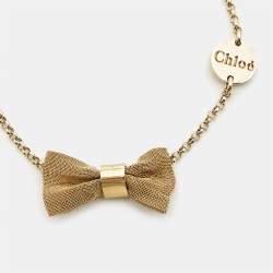 Pre Owned Chloe Bow Gold Tone Bracelet