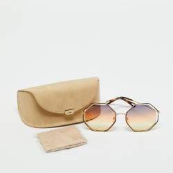 Pre Owned Chloe Brown/Gold Gradient CE132S Poppy Geometric Sunglasses