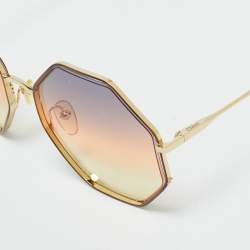 Pre Owned Chloe Brown/Gold Gradient CE132S Poppy Geometric Sunglasses