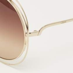 Pre Owned Chloé Brown/Gold Gradient CE114S Carlina Round Sunglasses