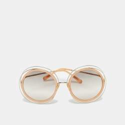 Pre Owned Chloe Brown/Gold Tone Gradient CE120S Carlina Round Sunglasses