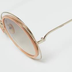 Pre Owned Chloe Brown/Gold Tone Gradient CE120S Carlina Round Sunglasses