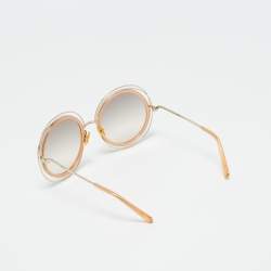 Pre Owned Chloe Brown/Gold Tone Gradient CE120S Carlina Round Sunglasses