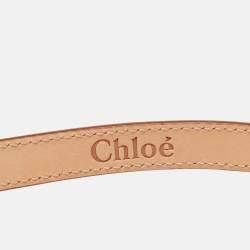 Pre Owned Chloé Logo S Waist Belt Brown Leather