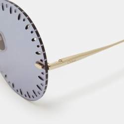 Pre Owned نظارة شمسية كلوي سي إي122/أس مستديرة كبيرة غرادينت أخضر و ذهبي