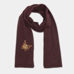 Pre Owned Chloe Burgundy Wool Blend Scarf 