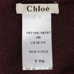 Pre Owned Chloe Burgundy Wool Blend Scarf 