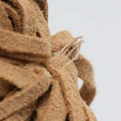 Pre Owned Chloé Beige Suede/Crystals and Silver Tone Metal Fringes Brooch