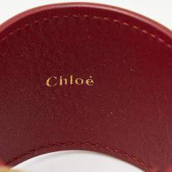 Chloe Red Leather Gold Tone Wide Bracelet