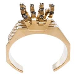 Chloe Crystal Embellished Gold Tone Statement Open Cuff Bracelet