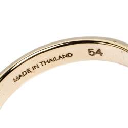 Pre Owned Chloe Blue Enamel Gold Tone Narrow Band Ring Size 54