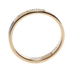 Pre Owned Chloe Blue Enamel Gold Tone Narrow Band Ring Size 54