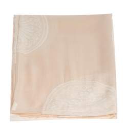 Chloe Peach Medallion Motif Wool & Silk Blend Scarf
