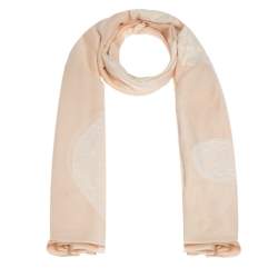 Chloe Peach Medallion Motif Wool & Silk Blend Scarf