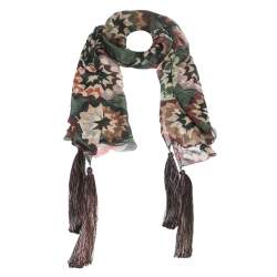 Chloe Multicolor Rosace Patchwork Printed Crinkled Silk Stole