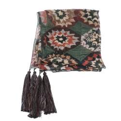 Chloe Multicolor Rosace Patchwork Printed Crinkled Silk Stole