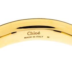 Pre Owned Chloe Darcey Black Bead Gold Tone Open Cuff Bracelet M