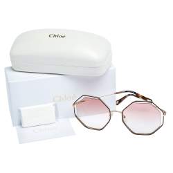 Chloe Gold/Pink Gradient CE132S Poppy Octagonal Sunglasses