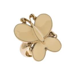 Chloe Butterfly Motif Enamel Gold Tone Ring Size 52.5