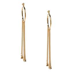 Pre Owned Chloe Gold Tone Meg Fringed Drop Hoop Earrings