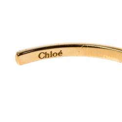 Pre Owned Chloe Gold Tone Meg Fringed Drop Hoop Earrings