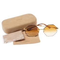 Chloé Gold Tone/ Brown Gradient CE143S Rosie Octagonal Sunglasses