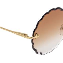 Pre Owned نظارة شمسية كلوي متعرجة سي أيي142أس متدرجة بنية