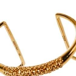 Chloé Gold Tone Chain Link Detail Open Cuff Bracelet S/M