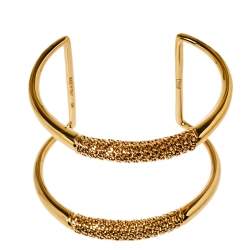 Chloé Gold Tone Chain Link Detail Open Cuff Bracelet S/M