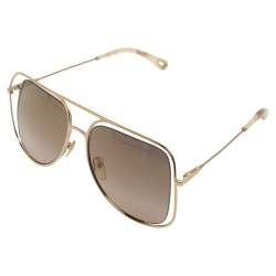 Chloe Gold/Brown CE130S Mirrored Aviator Sunglasses