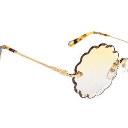Pre Owned Chloe Yellow Acetate CE142S Scallop Round Gradient Sunglasses
