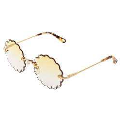 Pre Owned Chloe Yellow Acetate CE142S Scallop Round Gradient Sunglasses